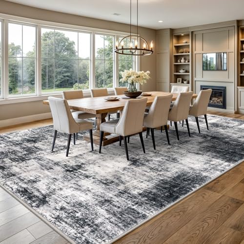 Abstract Area Rugs 9x12 Ft Washable Large Rugs for Living Room (Black/Grey/White / 9' x 12' (Rectangular))