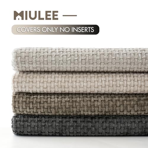 Soft Decorative Chenille Pillow Covers Neutral 18x18 Pack of 4 (18" x 18" (Pack of 4) / Neutral)