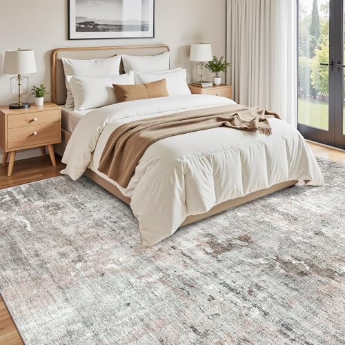Abstract Rug 8x10 Large Living Room Area Rugs Washable Pink (Pink/Grey / 8' x 10' (Rectangular))