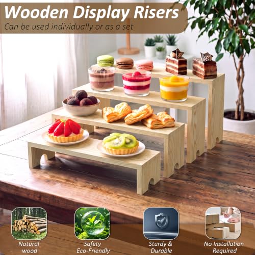 2 Set Wooden Cupcake Stand for Decor (Original Wood / 4 Tiers)