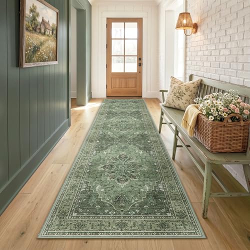 Washable Area Rug (Green/Dark Green/Gray / 2'6" x 8' (Rectangular))