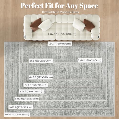 6x9 Area Rugs for Living Room (Grey / 6' x 9' (Rectangular))