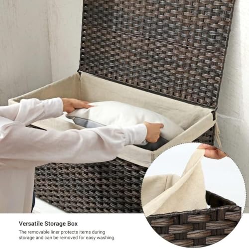 Woven Storage Basket with Lid (160 L / Brown)