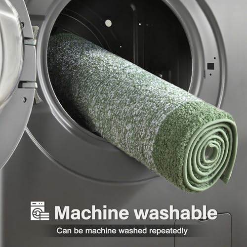 48x24 Long Bathroom Rugs Non Slip Washable (Green / 2' x 4' (Rectangular))