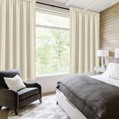 Short Blackout Curtains 60 x 36 Inch for Kitchen RV Bunk Light Beige (Light Beige / 60"W x 36"L (Pack of 2))