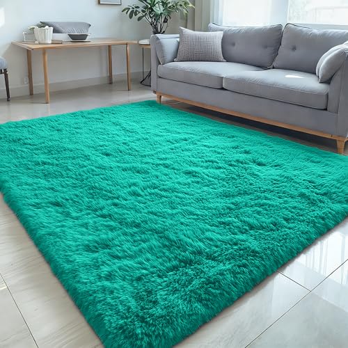 5x8 Machine Washable Large Area Rugs for Living Room (5x8 Ft / Teal Green)