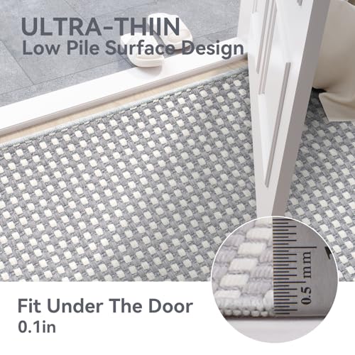 Kitchen Runner Rug Mat Non Slip Hallway Runner Washable Gray 2x6 ft (A- Light Grey / 2' x 6')