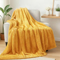 Fuzzy Large Fleece Throw Blanket for Couch (Mustard Yellow / 50x70 IN)