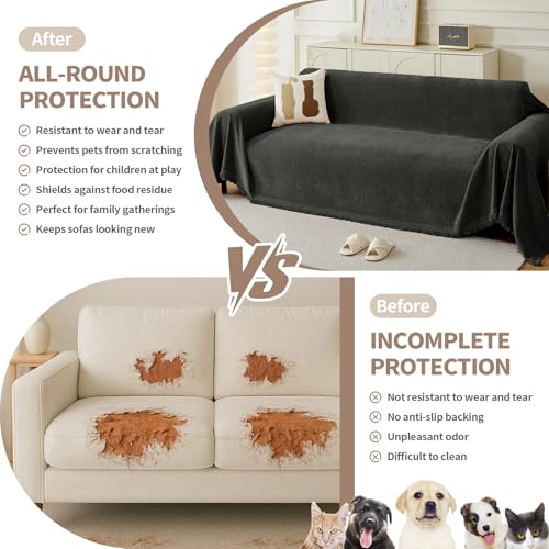 Couch Cover for Sofa (Charcoal Grey / 71*134 inch)