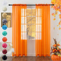 Solid Sheer Rod Pocket Curtain Voile Draperies 2 Panels Orange Beige Black Grey Coffee 38 Inch Width 72 Inch Long 1 Pair for Kitchen Bedroom Children Living Room Yard (Orange / 38"W x 72"L (Pack of 2))