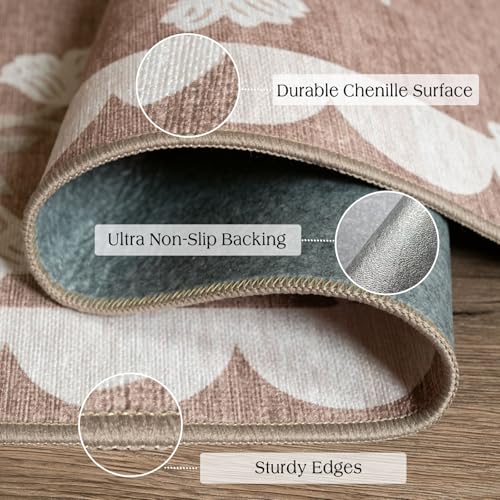 Front Door Mat Outside Entrance (Flower - Brown / 2' x 3' (Rectangular))
