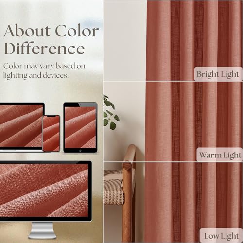 Terracotta 90 Inch Linen Curtains Pinch Pleated 2 Panels Set Firebrick (Firebrick / 40"W x 90"L (Pack of 2))