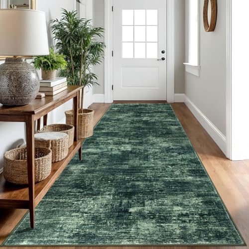 Abstract Runner Rug 3x10 Ft Washable Runners for Hallways (Dark Green / 3' x 10' (Rectangular))