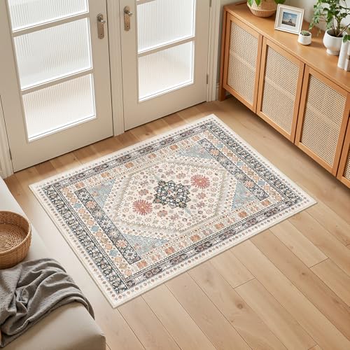 2x3 Entryway Rug Washable Rug Runner for Kitchen (Blue/Red/Multi / 2' x 3' (Runner))