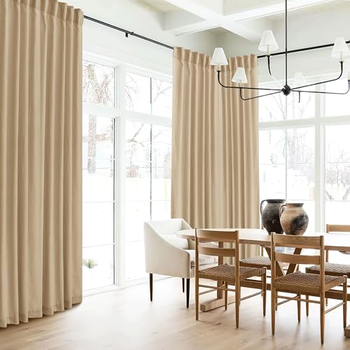 Sheer Curtains 108 inches (H - Camel / 52"W x 108"L (Pack of 2))