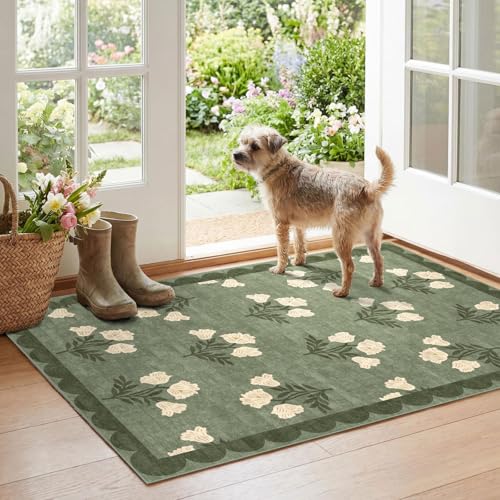 Floral Outdoor Rug (Flower - Green / 2'4" x 3'7" (Rectangular))