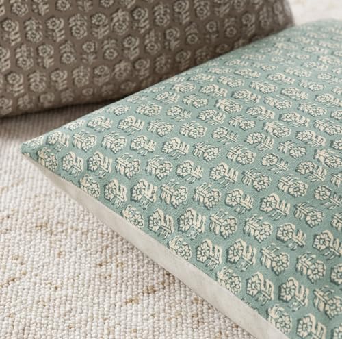 Decorative Floral Print Throw Pillow Covers 18×18 Inch (18" x 18" (Pack of 2) / Aqua Blue)