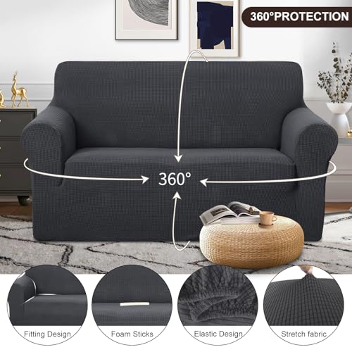 Loveseat Cover Stretch Couch Cover Sofa Slipcover (Dark Grey / Loveseat)