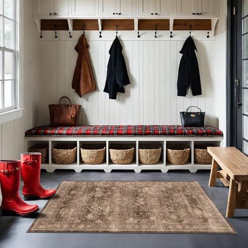 Boho Taupe Brown 4x6 Living Room Rug (4' x 6' (Rectangular) / Brown)