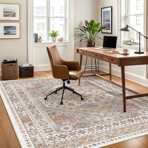 6x9 Area Rugs for Living Room Vintage Washable Rug (Orange / 6' x 9' (Rectangular))