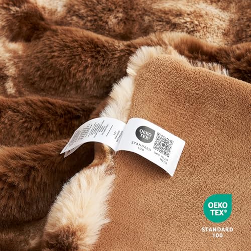 Faux Fur Throw Blanket for Couch (Tie-dye Brown / Twin(60" x 80"))