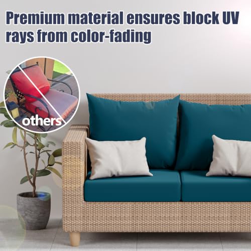 8Pcs Outdoor Cushion Covers (Petrol-blue / Square-small + Square)