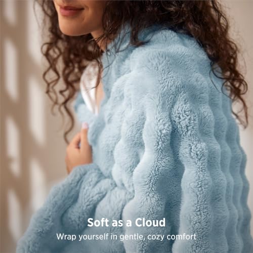 Cloud Bubble Soft Throw Blanket for Couch (Light Blue / Throw (50" X 60"))