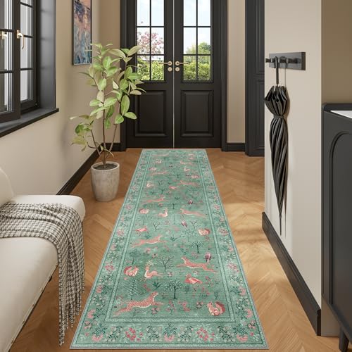 2x10 Kitchen Runner Rug (Teal (Animal) / 2' x 10' (Rectangular))