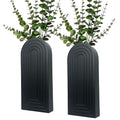 2 Pack Wooden Wall Vase Set (Black / Medium)
