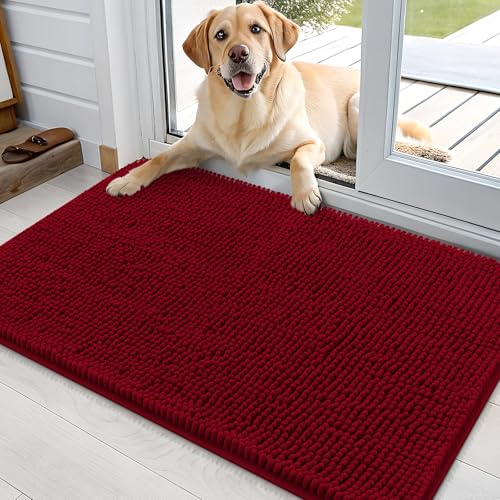 Dog Door Mat for Muddy Paws 36x24 (Red / 36" X 24")