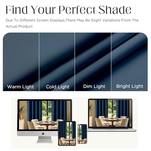 Navy Blue Blackout Curtains 45 inch Length 2 Panels Set (Navy Blue / 52"W x 45"L (Pack of 2))