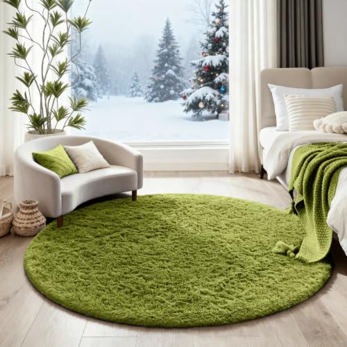 Round Rug 4Ft Green Circle Area Rug (7- Green / 4' (Round))