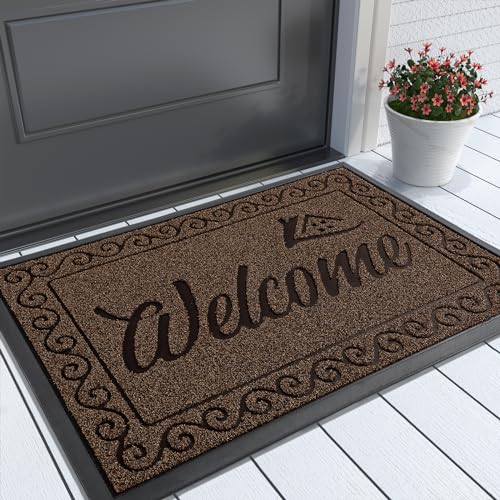 Artificial Grass Welcome Mat (Coffee / 29.5x17 Inch)