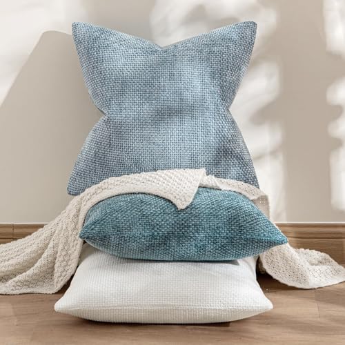 Decorative Couch Throw Pillow Covers 20x20 Inch Light Blue 2 Pack (20" x 20" (Pack of 2) / Light Blue)