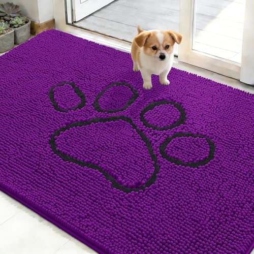 Dog Door Mat for Muddy Paws 48x30 (Purple / 48" X 30")