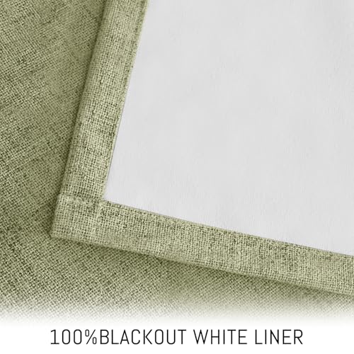 Sage Linen Textured Curtains 63 Inches Long for Living Room (Linen Sage / 52"W x 63"L (Pack of 2))