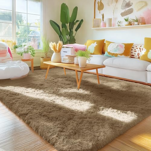 Area Rugs for Living Room Bedroom (4x5.9 Ft / Taupe)