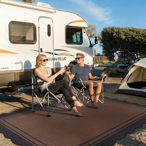 6x9 Scalloped Rug Easy Jute Washable Outdoor Patio Rug Black Brown (6'*9'(Rectangular) / Black Brown)