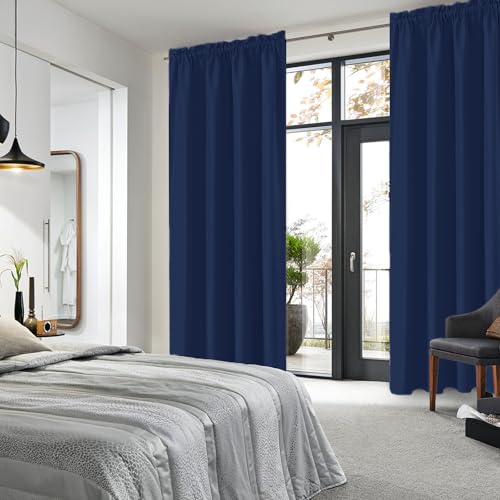 Blackout Curtains for Bedroom 42 x 84 Inch Long Navy Blue 2 Panels (Navy Blue / 42"W x 84"L (Pack of 2))