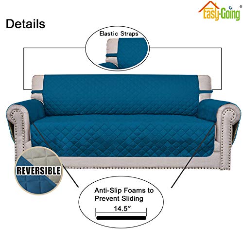 Reversible Couch Cover (Peacockblue/Beige / Medium-XL Loveseat)