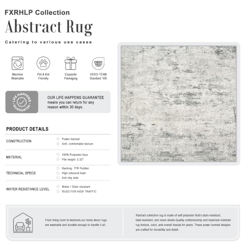 Area Rug Living Room (Grey White / 5' x 5' (Square))