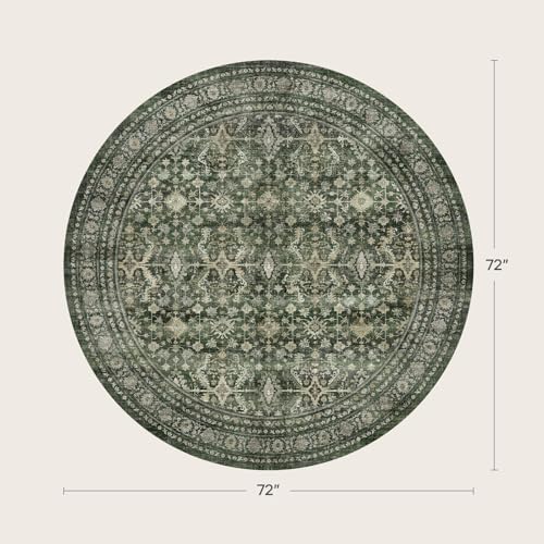 6ft Area Rugs for Living Room Bedroom (Green / 6' (Round))