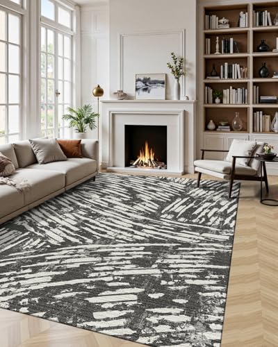Washable 5x7 Area Rugs for Living Room Modern Rug (Charcoal / 5' x 7' (Rectangular))