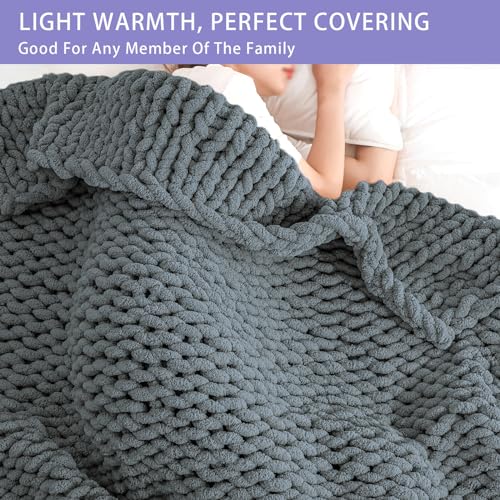 Chunky Knit Throw Blanket for Couch (Iron Gray / 40"x80" (Special Size Throw))