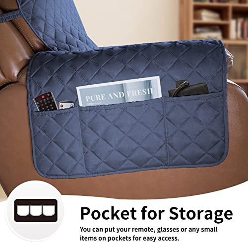 Reversible Couch Cover (Dark Blue/Ivory / Large Recliner)