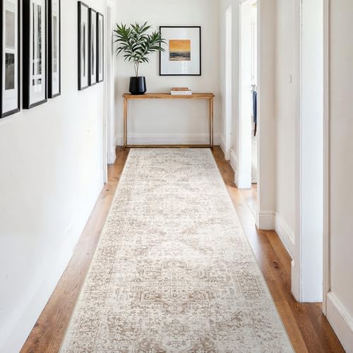 4x12 Washable Hallway Runner Rug (Ivory/Beige / 4x12)