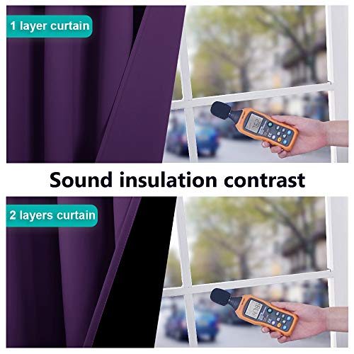 100% Blackout Curtains with Black Liner Backing (Royal Purple / 37"W x 70"L (Pack of 2))