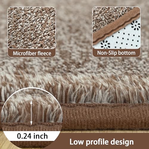 4x6 Area Rugs for Living Room Non Slip Dorm Bedroom Rug (4' x 6' (Rectangular) / Matte Brown)