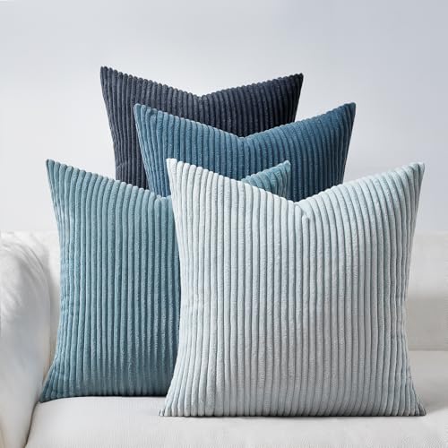 BlueGray Throw Pillow Covers 18x18 Inch Set of 4 (Bluegrey / 18" x 18" (Pack of 4))