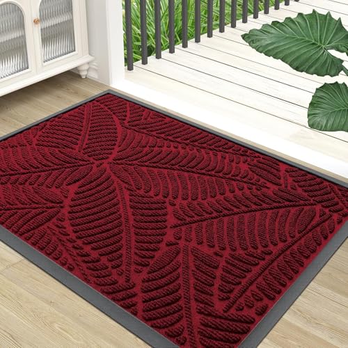Waterproof Front Doormat (Burgundy / 47" X 17")